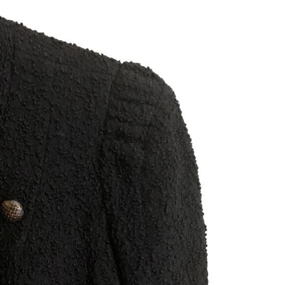 CC COLLECT Women's XS Black Boucle Wool Blazer Jacket Double Brass Buttons Chic - Picture 9 of 15